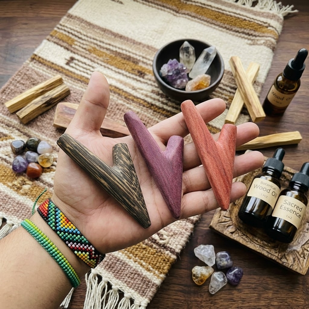 Shamanic Kuripe made of Sacred Woods: Chonta, Violet, and Rosewood