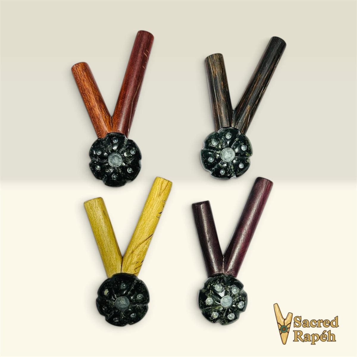 Traditional Kuripes with San Pedro in Serpentine Stone